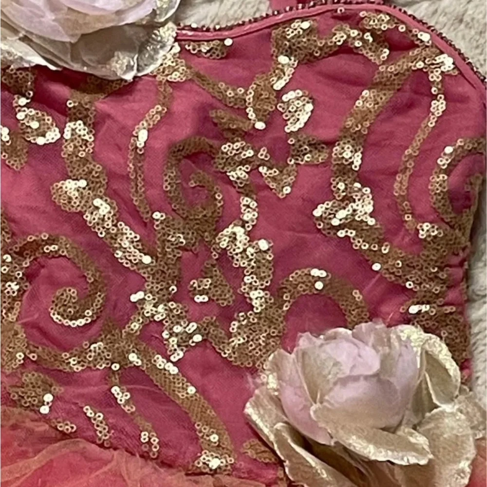 Weissman Pink and Gold Dance Costume with Tutu